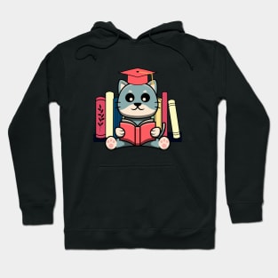 Cat reading books Hoodie